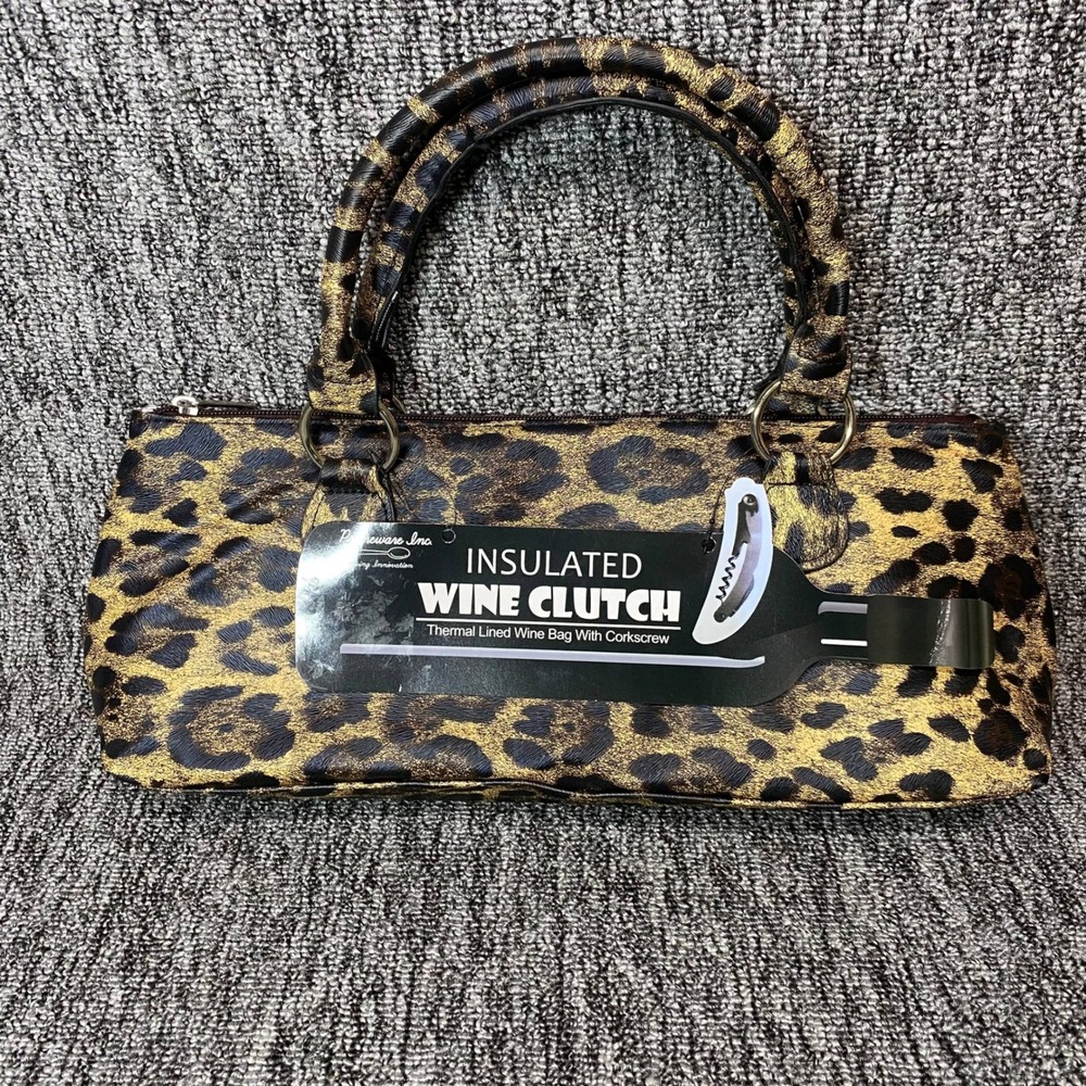 Primeware Insulated Wine Clutch Women OS Cougar Leopard Print Thermal Tote Bag